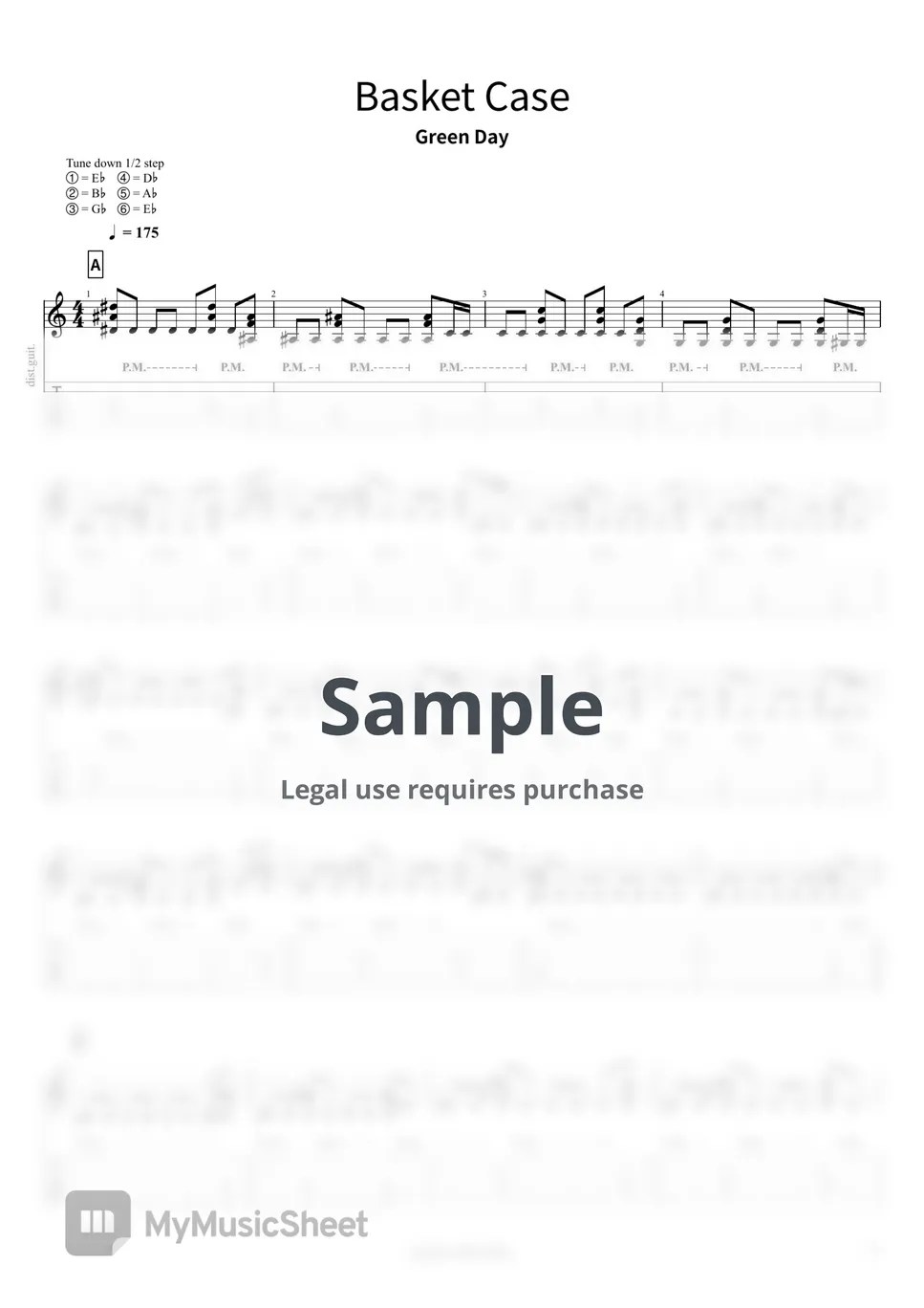 Green Day Basket Case Tab + 1staff by GEO MUSIC