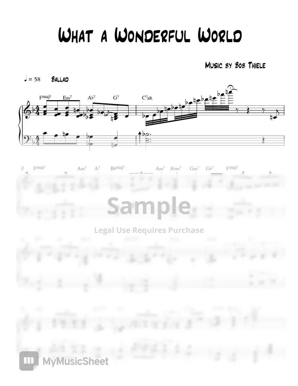 Louis Armstrong What A Wonderful World (Jazz Ballad) 악보 by MIWHA