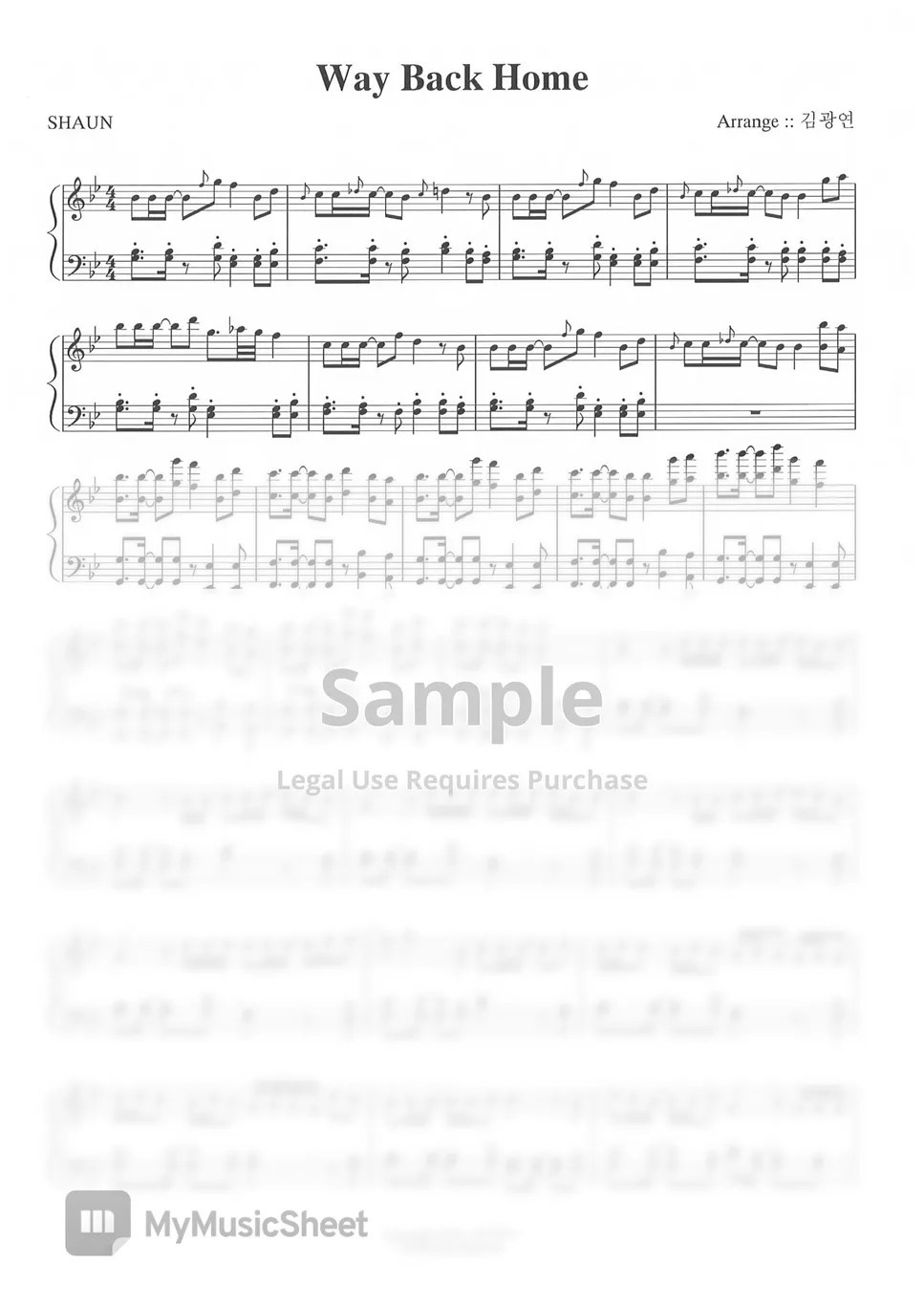 Way Back Home Piano Sheet corona.dothome.co.kr