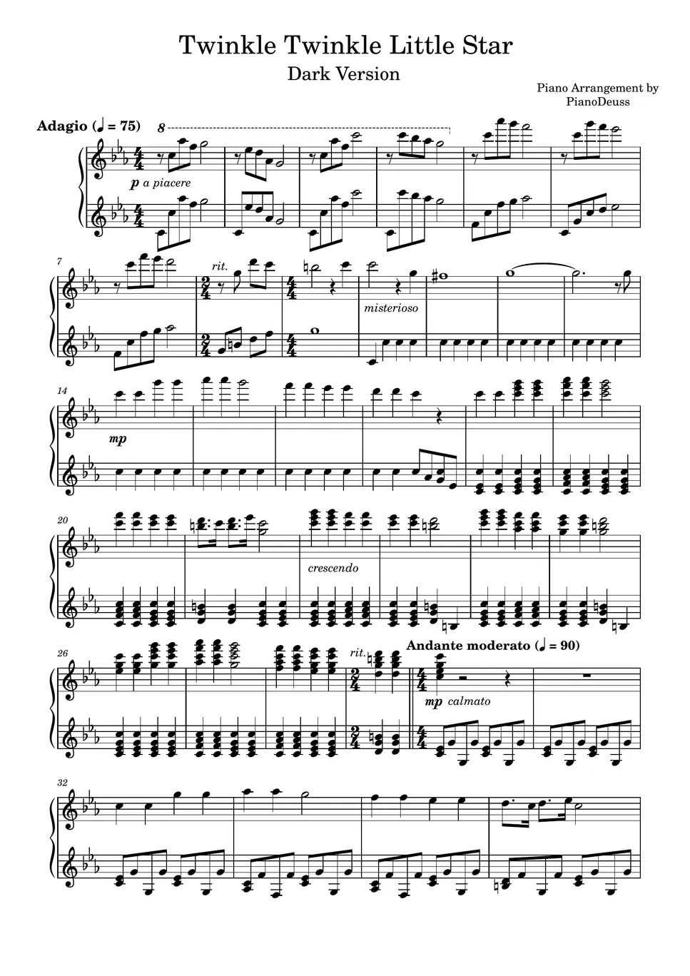 Twinkle Twinkle Little Star (Dark Version) Sheet by PianoDeuss