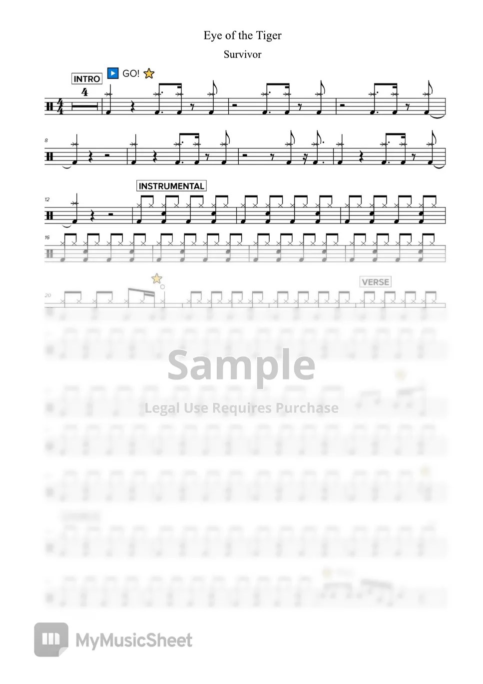 Survivor Eye Of The Tiger 악보 by Magic Drum Sheets