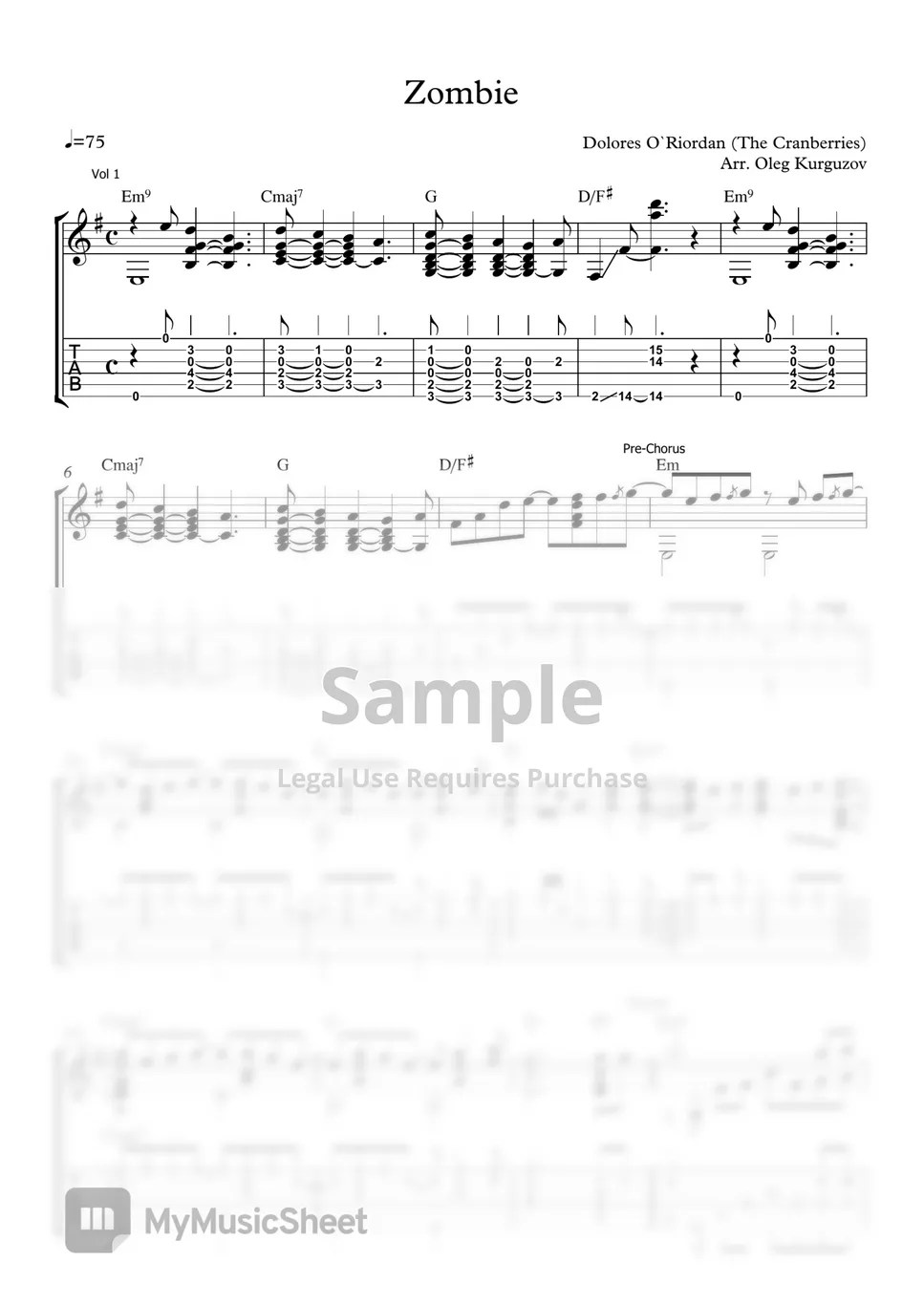 The Cranberries Zombie 樂譜 by Oleg Kurguzov