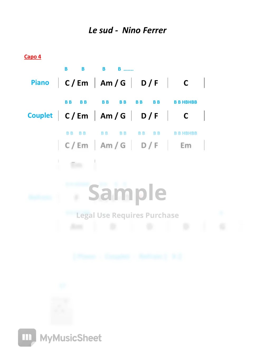 Nino Ferrer Le sud Sheets by Accords guitare