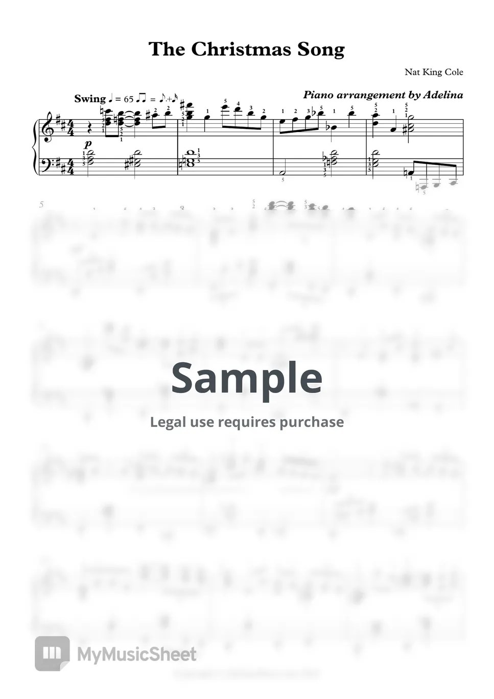 Nat King Cole The Christmas Song 악보 by Adelina Piano