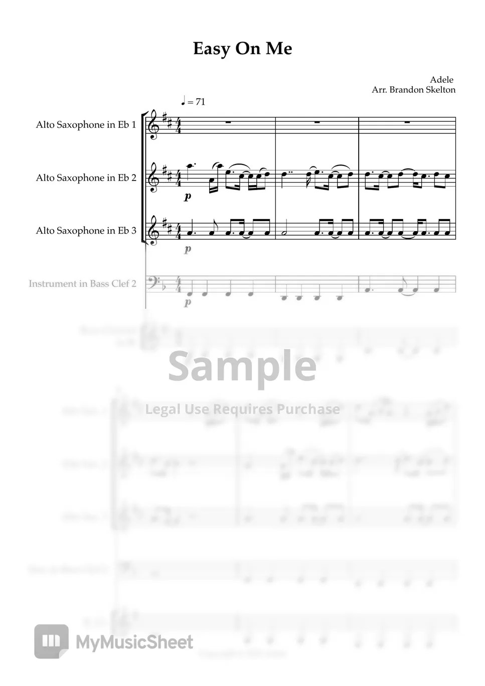 Adele Easy On Me (Full Score) Sheets by Brandon Skelton