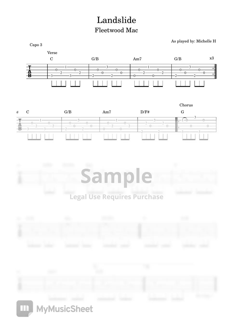 Fleetwood Mac Landslide TAB by Michelle H