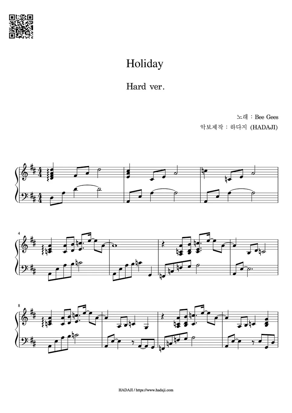 Bee Gees Holiday Sheet by Hadaji