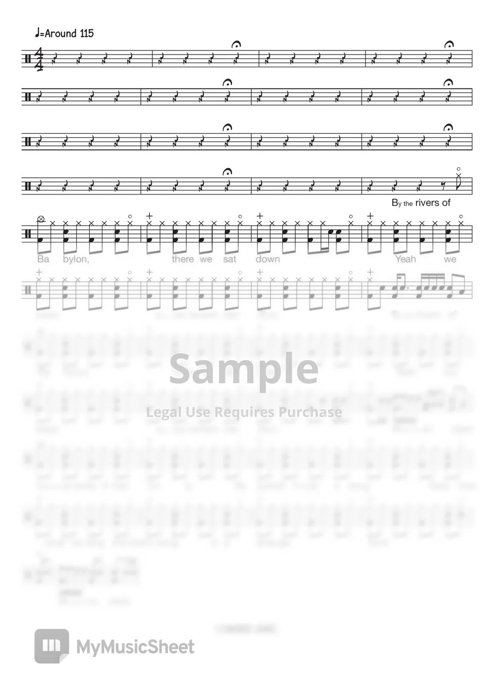 Boney M Rivers Of Babylon Sheets by Gwon's DrumLesson