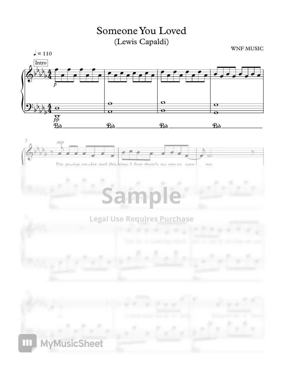 Lewis Capaldi Someone You Loved Piano Sheets