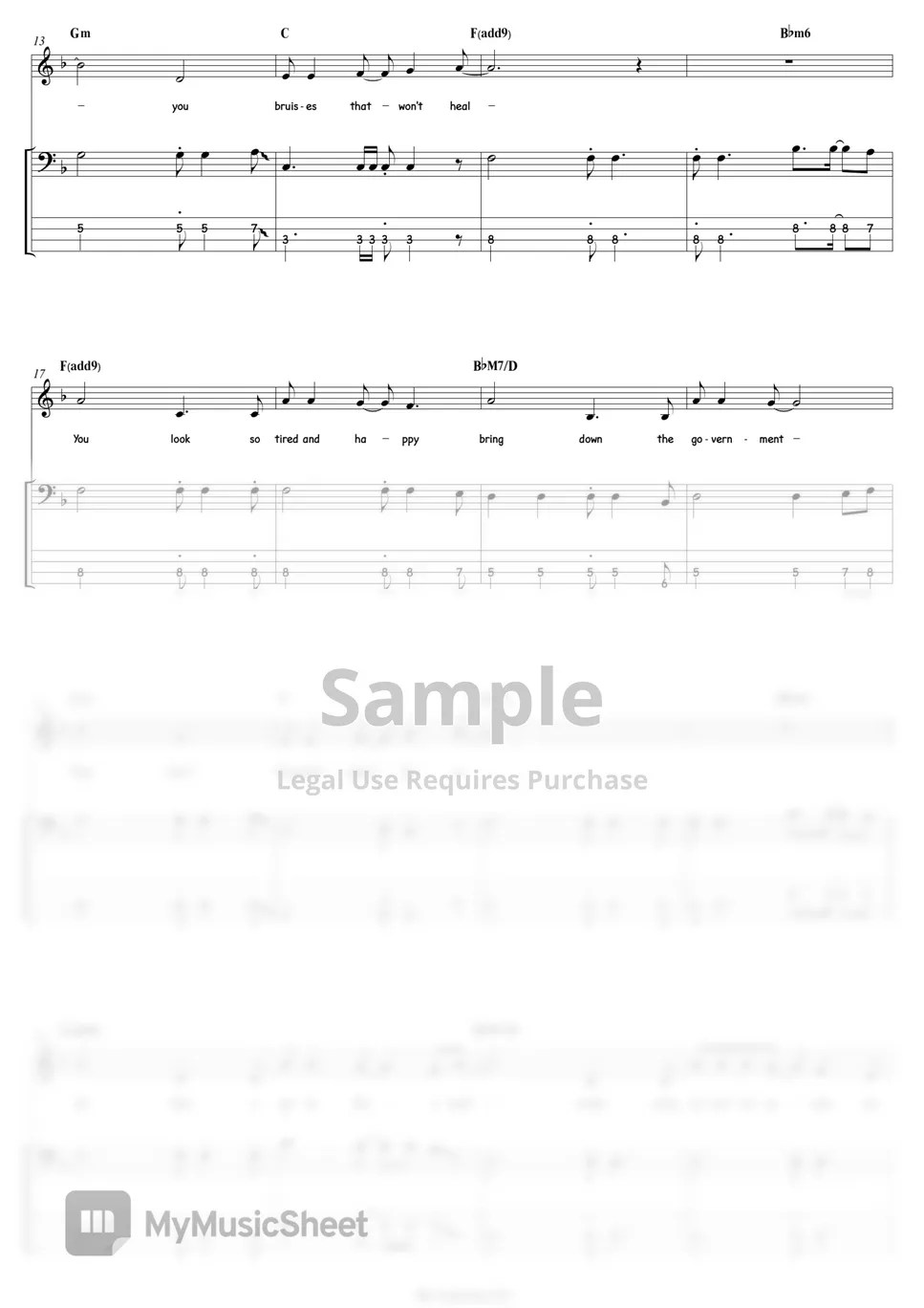 Radiohead No Surprises Bass Sheets