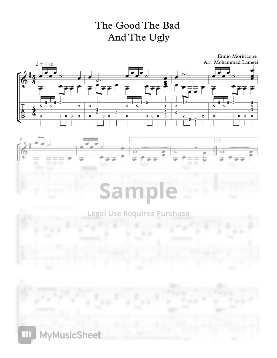 Ennio Morricone The Good, the Bad and the Ugly TAB+1 Staff by