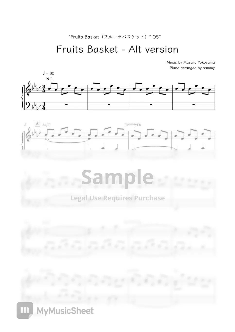 “Fruits Basket（フルーツバスケット）” OST Fruits Basket Alt version Sheets by