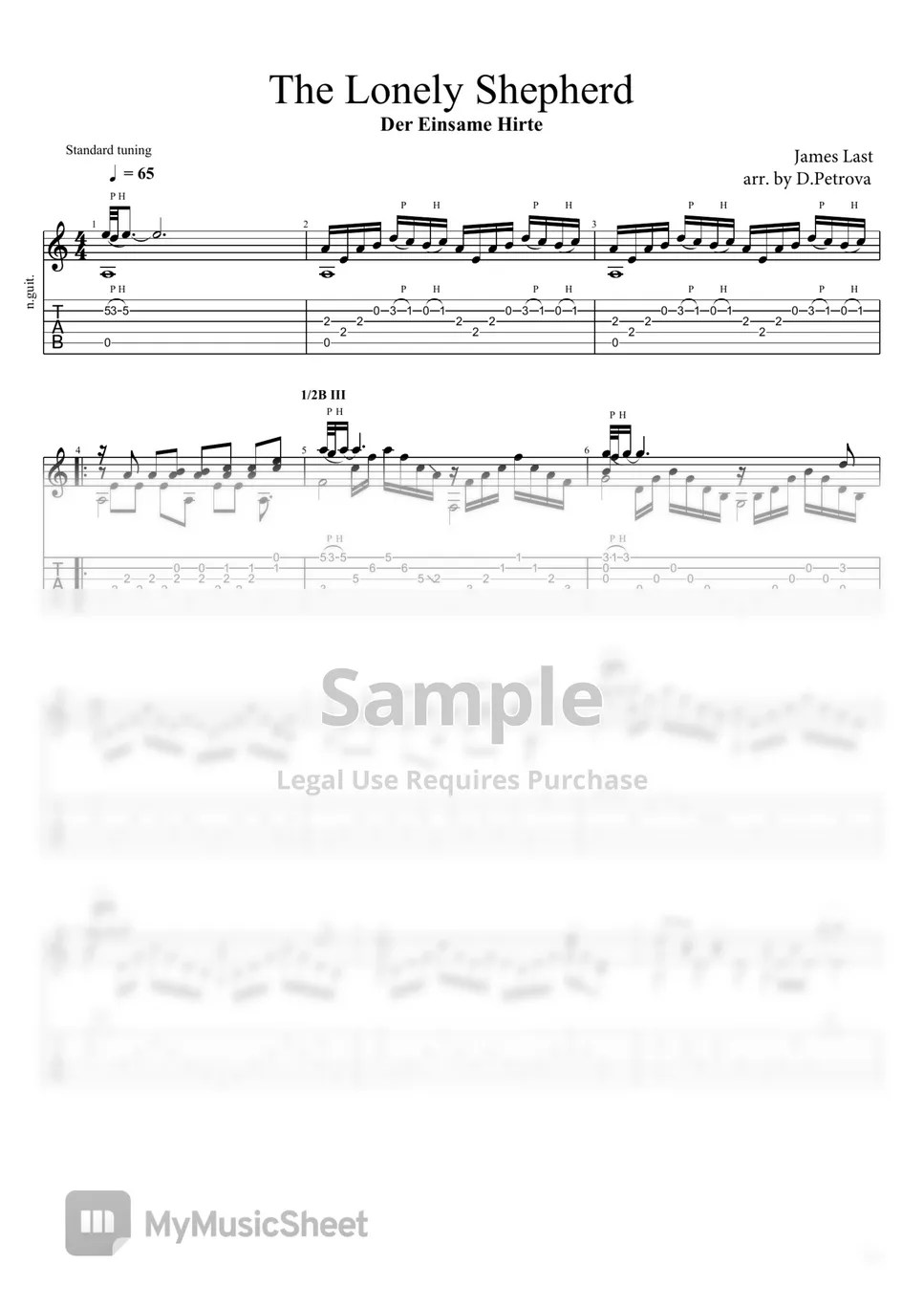 James Last The Lonely Shepherd (Fingerstyle Guitar Arrangement, No