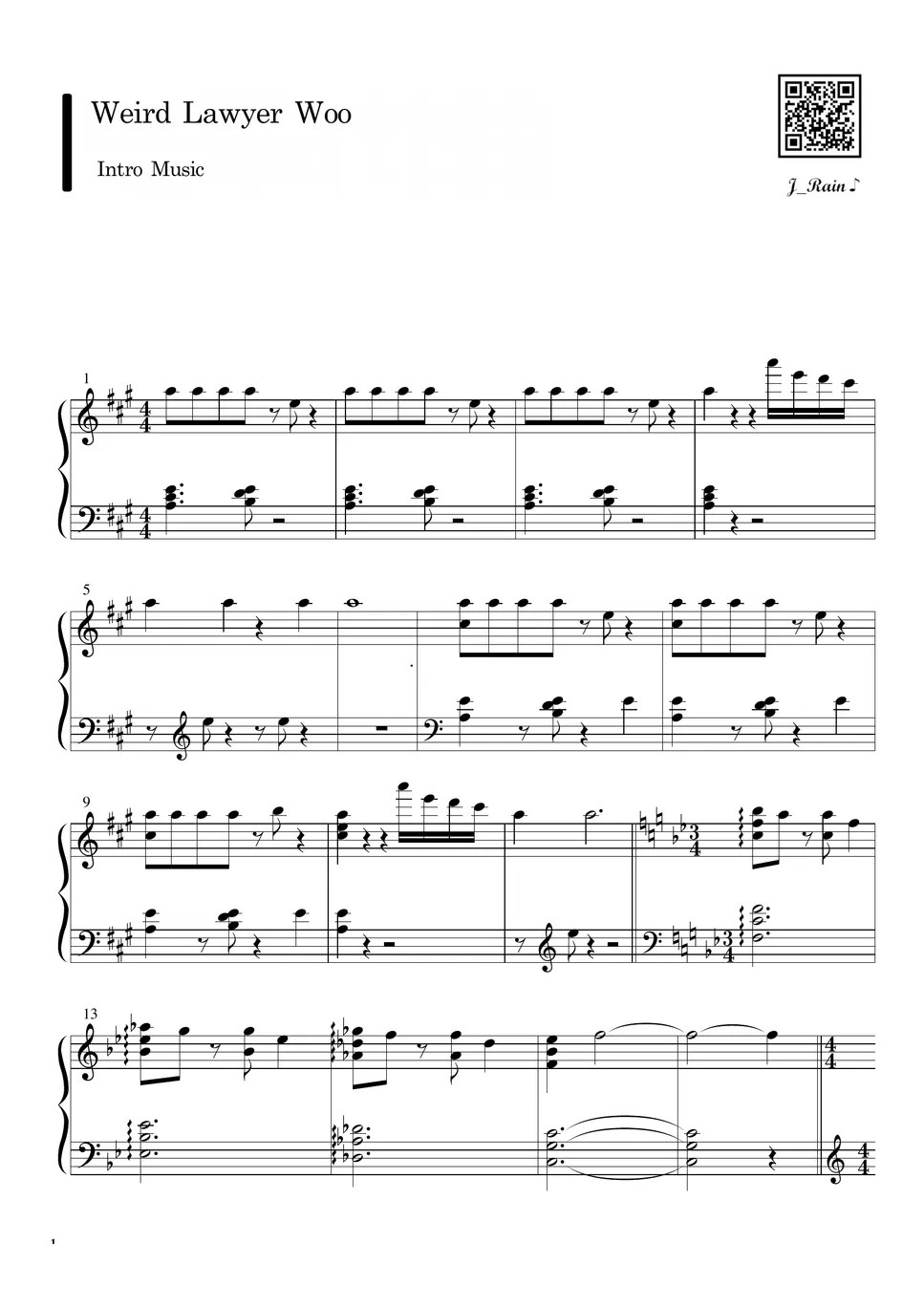 Weird Lawyer Woo Intro OST (Piano Sheet) Sheets by J_Rain