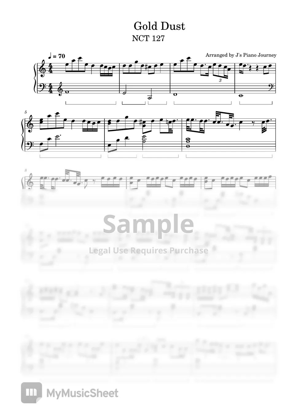 NCT 127 NCT 127 윤슬 Gold Dust Sheets by J's Piano Journey