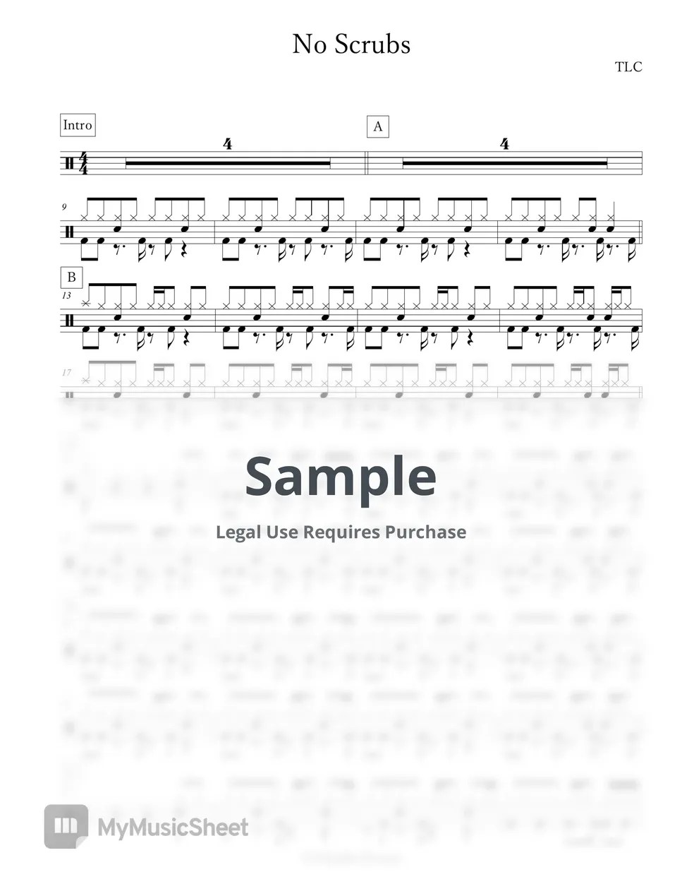 TLC No Scrubs Sheets by Arkadia Drums