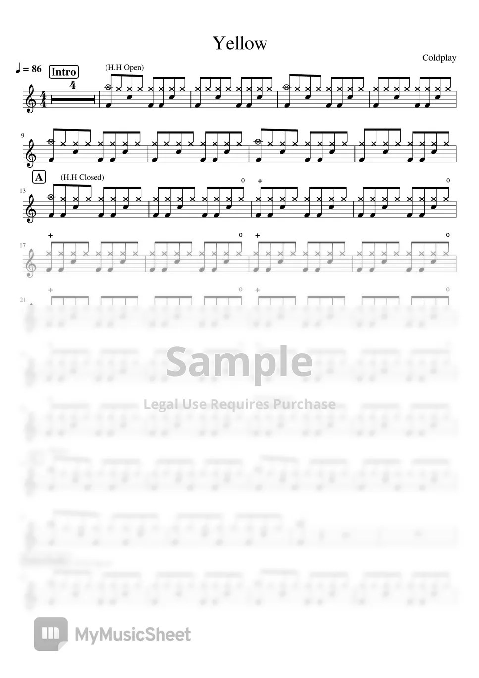 Coldplay Yellow (Yellow Coldplay) Sheets by 썽이