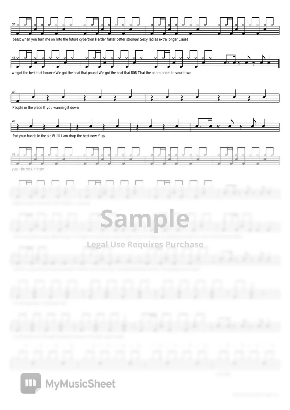 Black Eyed Peas Boom Boom Pow Sheet by COPYDRUM