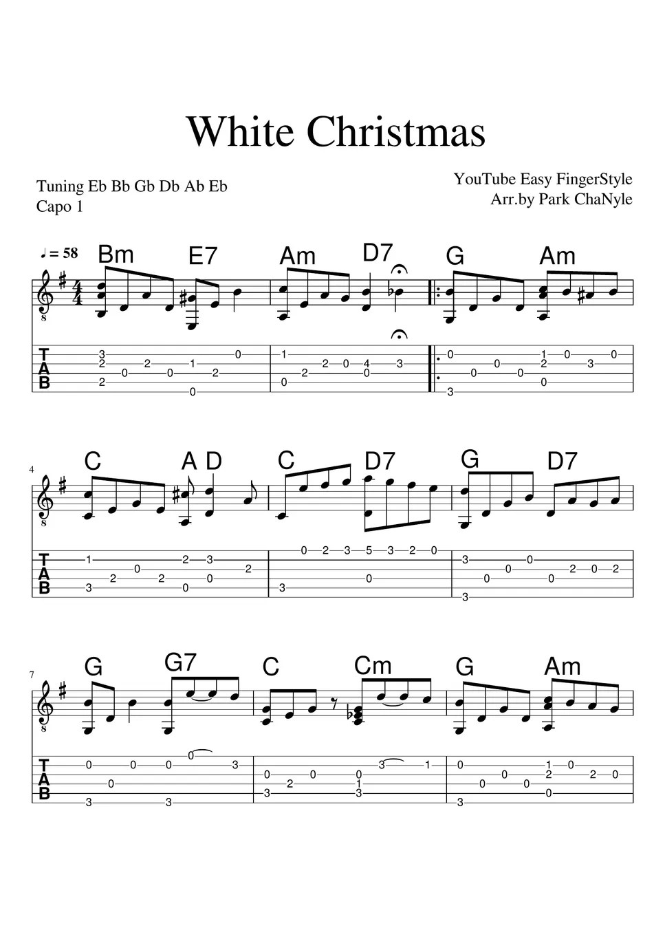 Irving Berlin White Christmas (Christmas Songs) Tab + 1staff by Easy