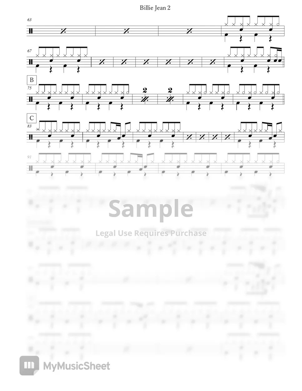 Michael Jackson Billie Jean Sheets by Arkadia Drums