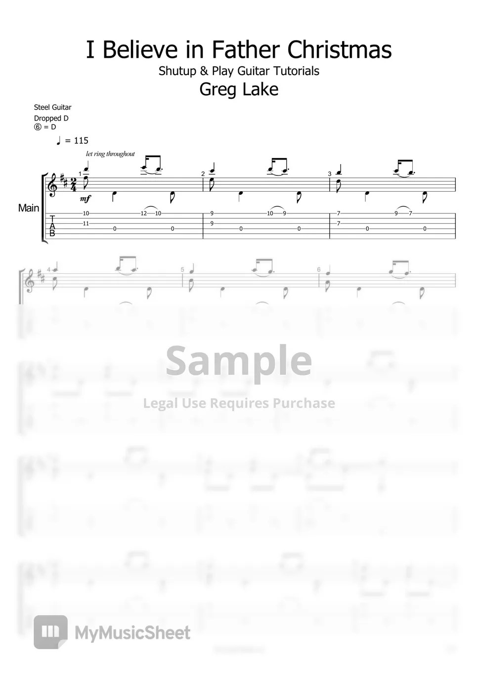 Greg Lake I Believe In Father Christmas Sheets by Shutup & Play