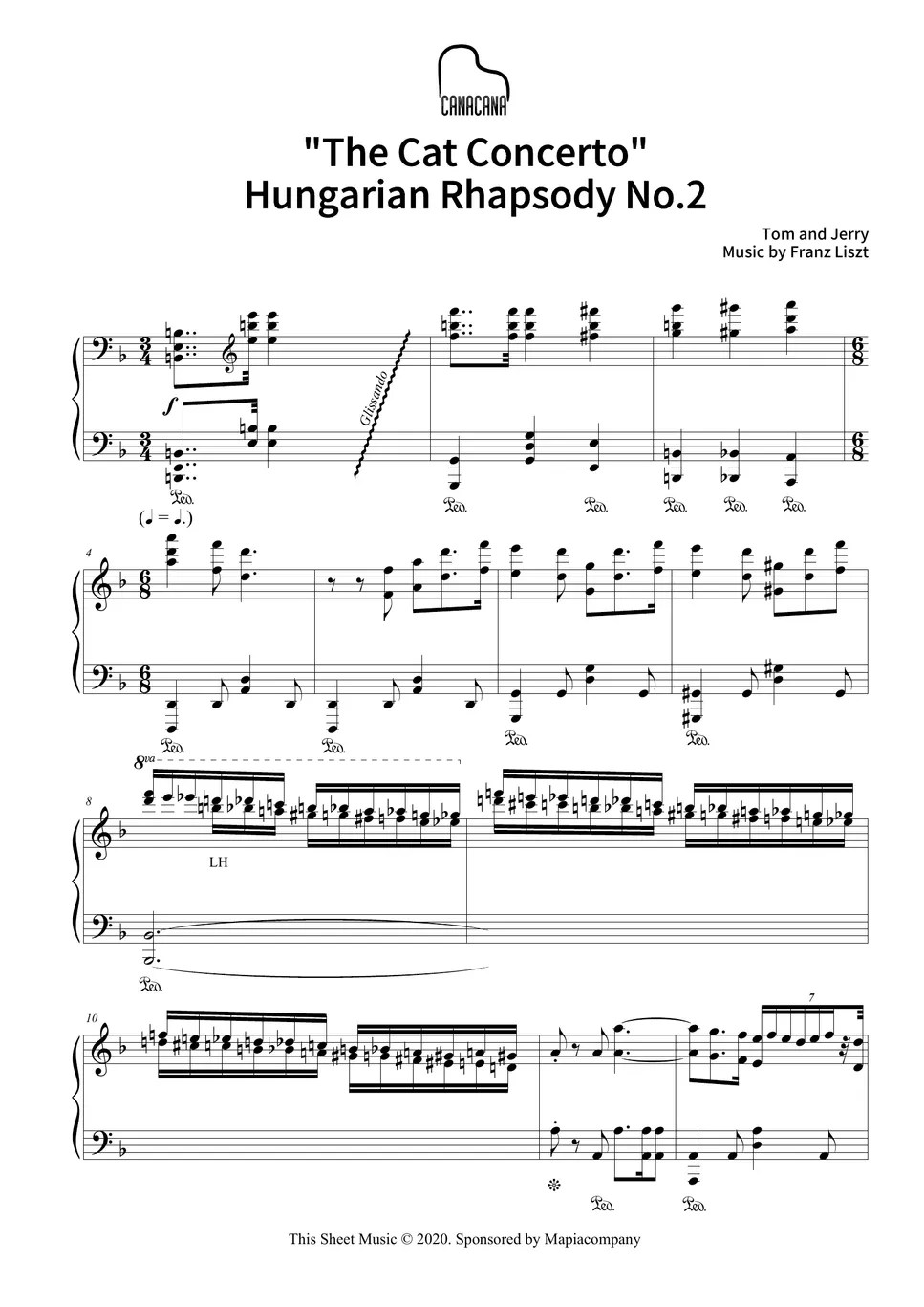 Tom and Jerry 'The Cat Concerto' Hungarian Rhapsody No.2 Sheet by