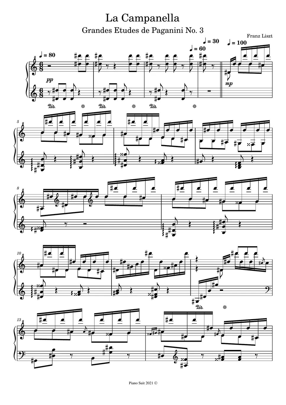 Franz Liszt La Campanella Sheet by Piano Suit