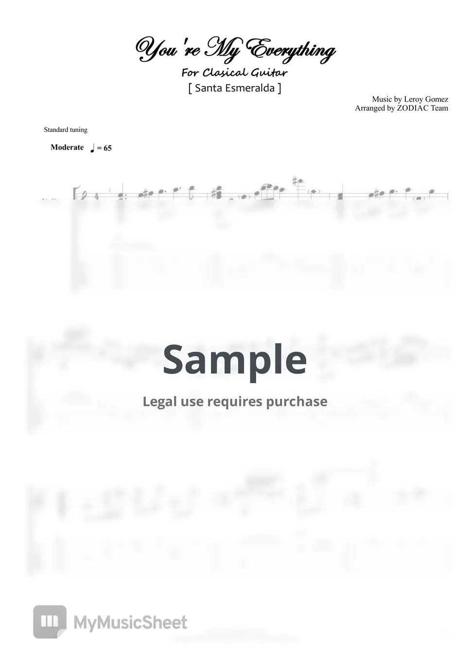 Santa Esmeralda You're My Everything (당신은 나의 모든 것) Sheets by ZODIAC Team