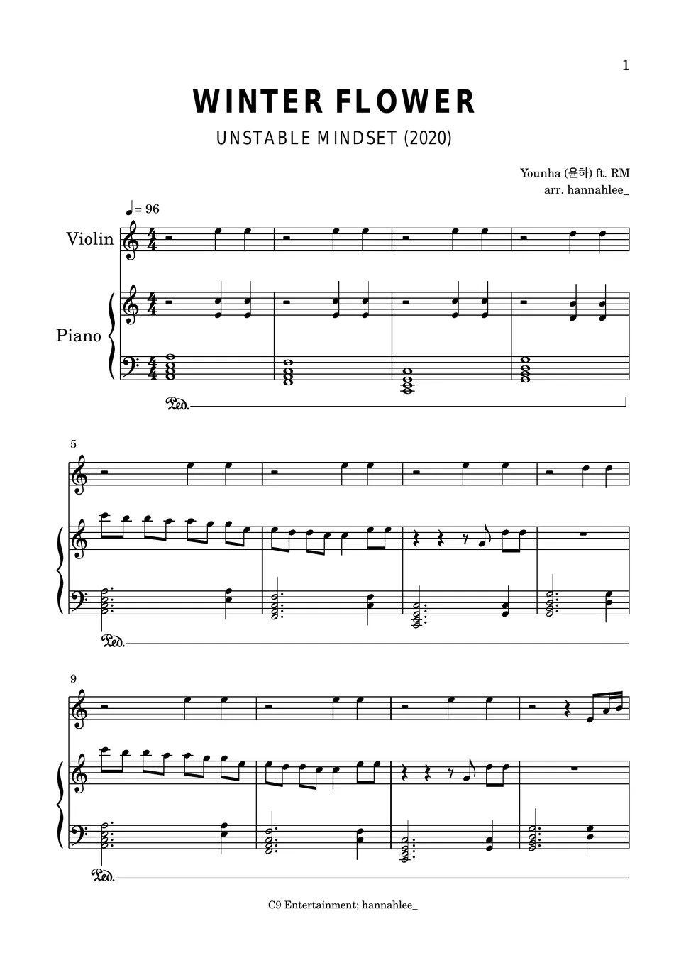 Younha (윤하) Winter Flower (UNSTABLE MINDSET) Sheets by hannahlee_