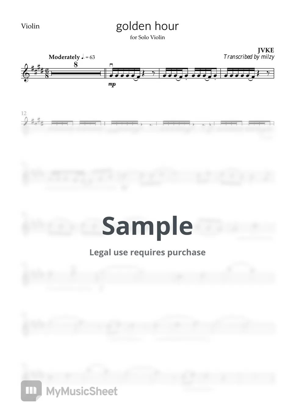 JVKE golden hour (Violin) Sheets by milzy