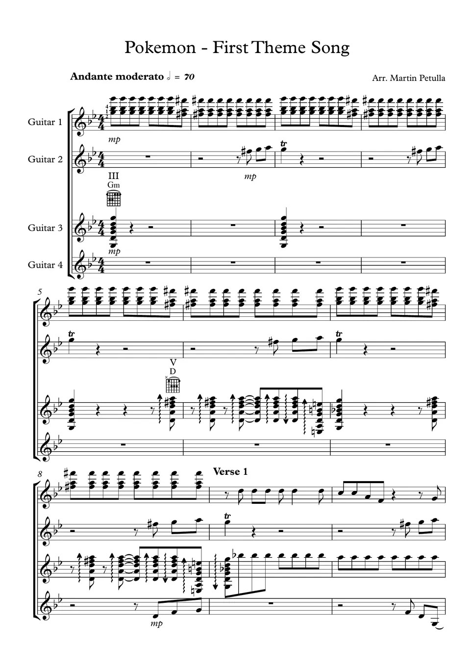 Pokemon First Theme Song Sheets by Martin Petulla