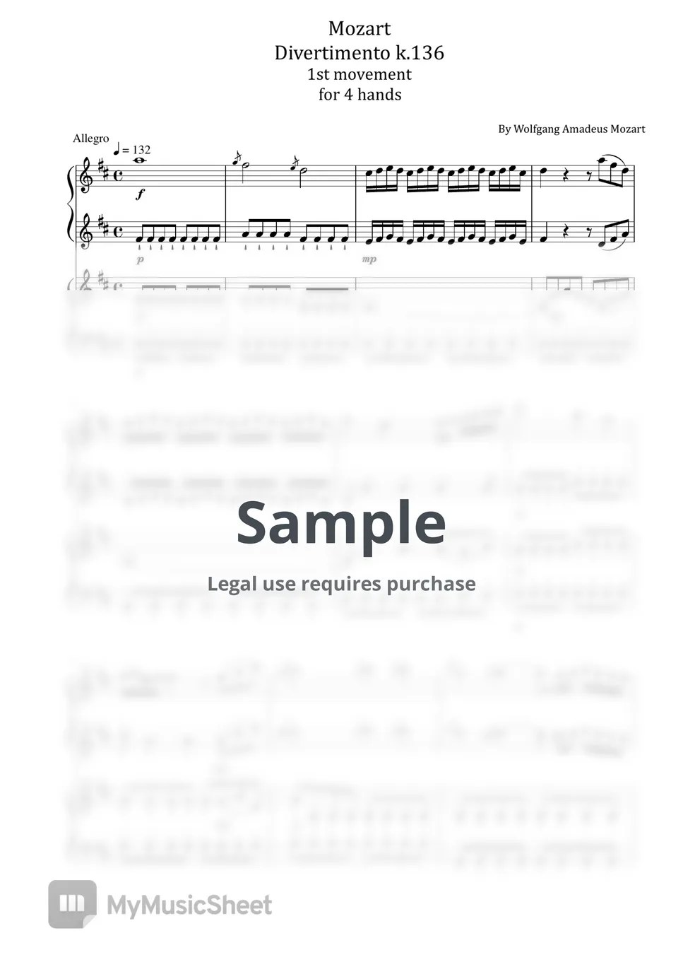 Wolfgang Amadeus Mozart Divertimento in D major, K.136/125a (Mozart