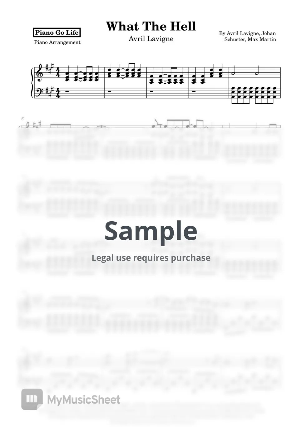 Avril Lavigne What The Hell 악보 by Piano Go Life