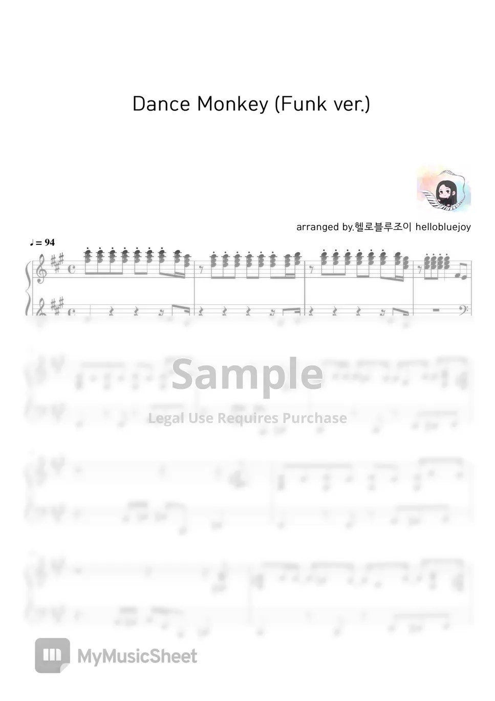 Tones And I Dance Monkey (jazz ver.) Sheets by 헬로블루조이