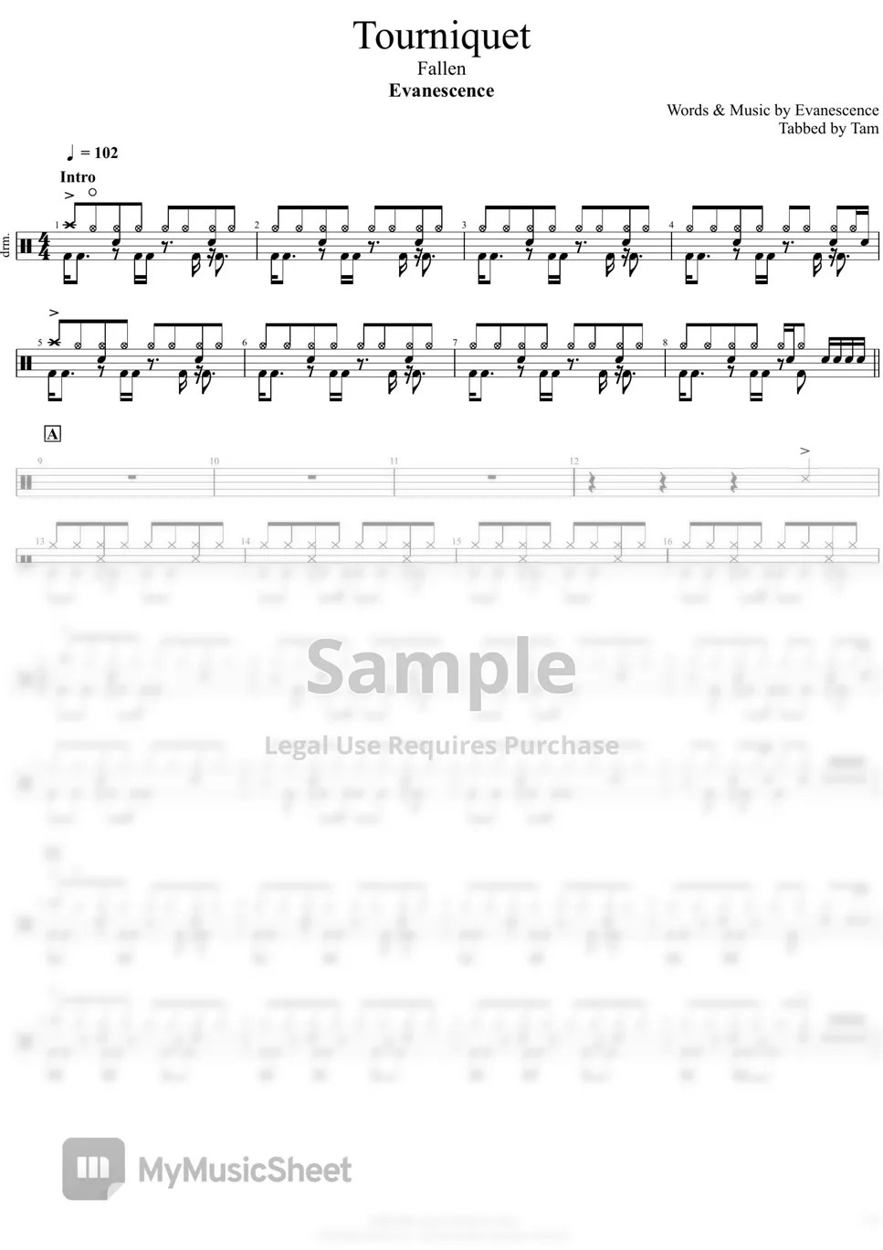 Evanescence Tourniquet (Evanescence Tourniquet) Sheets by Tam Shau