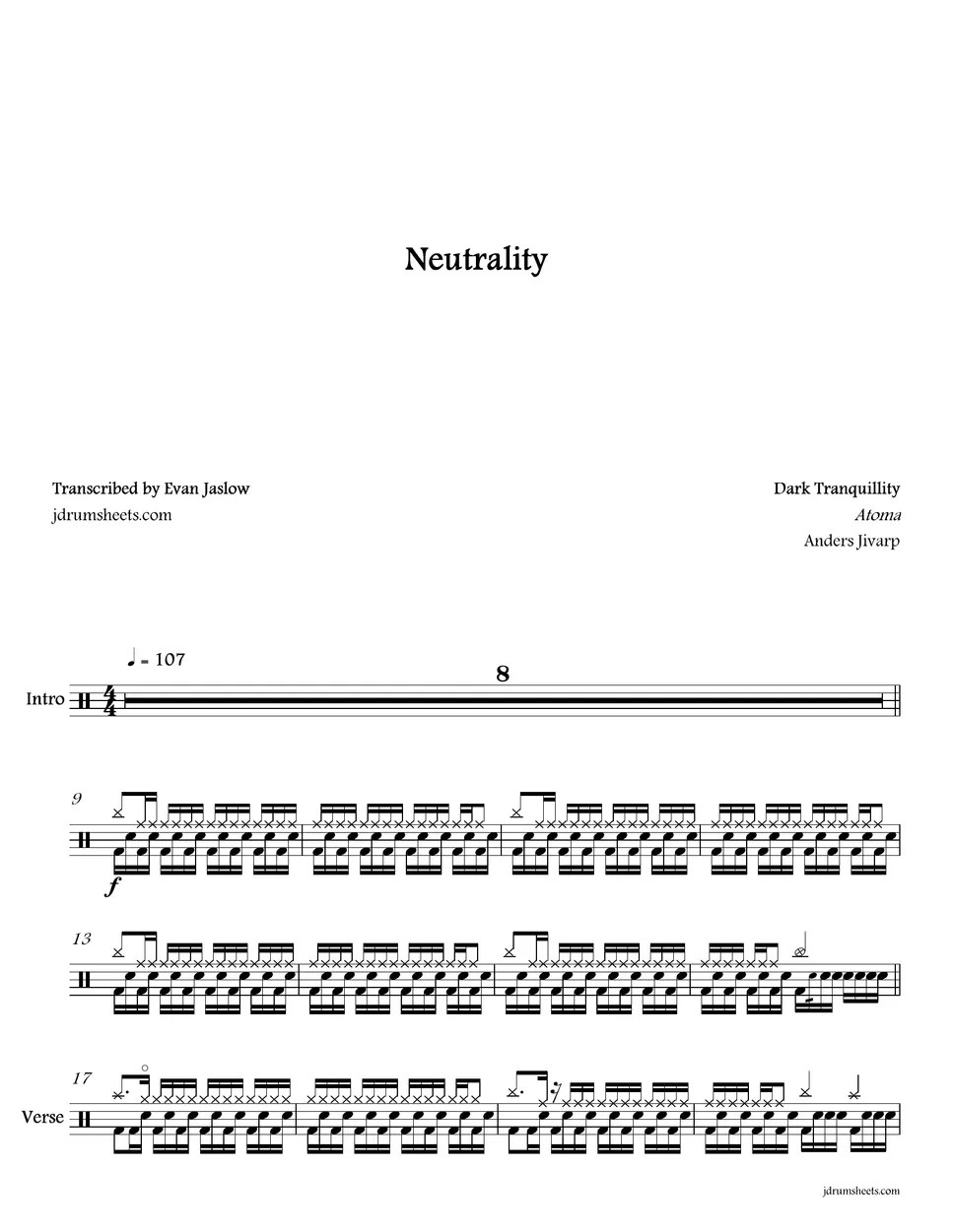 Dark Tranquillity Neutrality Sheets by Evan Jaslow