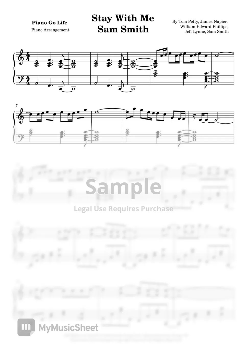 Sam Smith Stay With Me Sheets by Piano Go Life