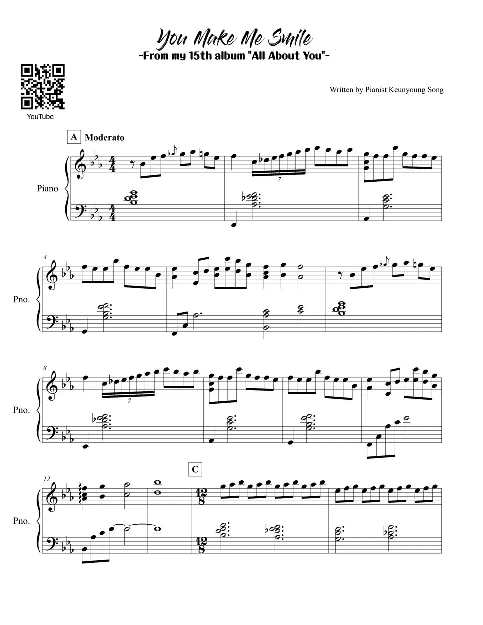 Keunyoung Song(송근영) You Make Me Smile (15th Album) 楽譜 by Keunyoung