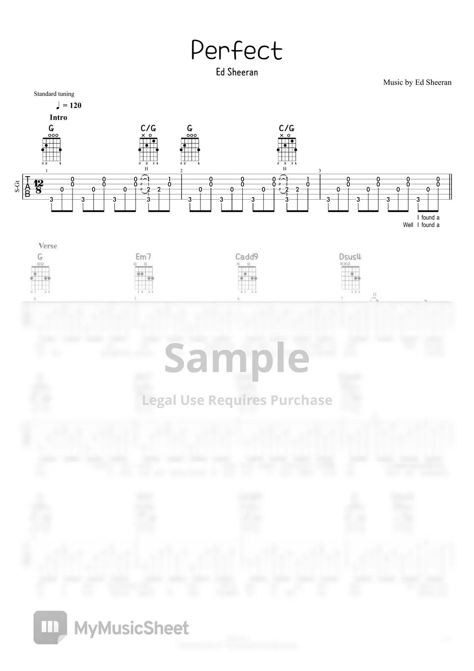 Ed Sheeran Perfect (에드 시런퍼펙트) Sheets by chase cho