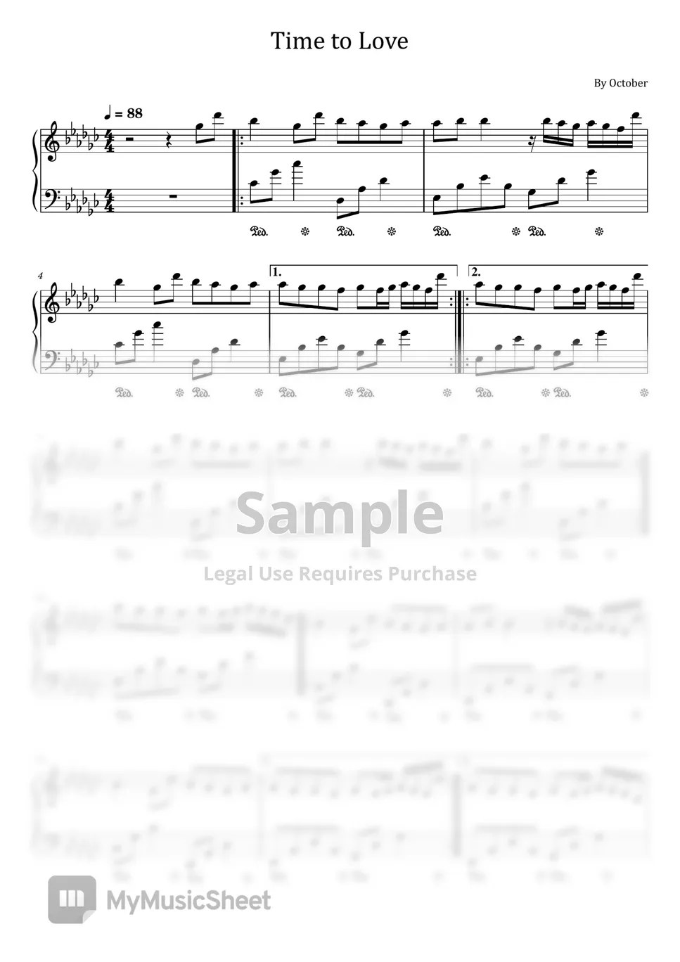 October Time to Love (악토버 (OCTOBER) For Piano Solo) 악보 by poon