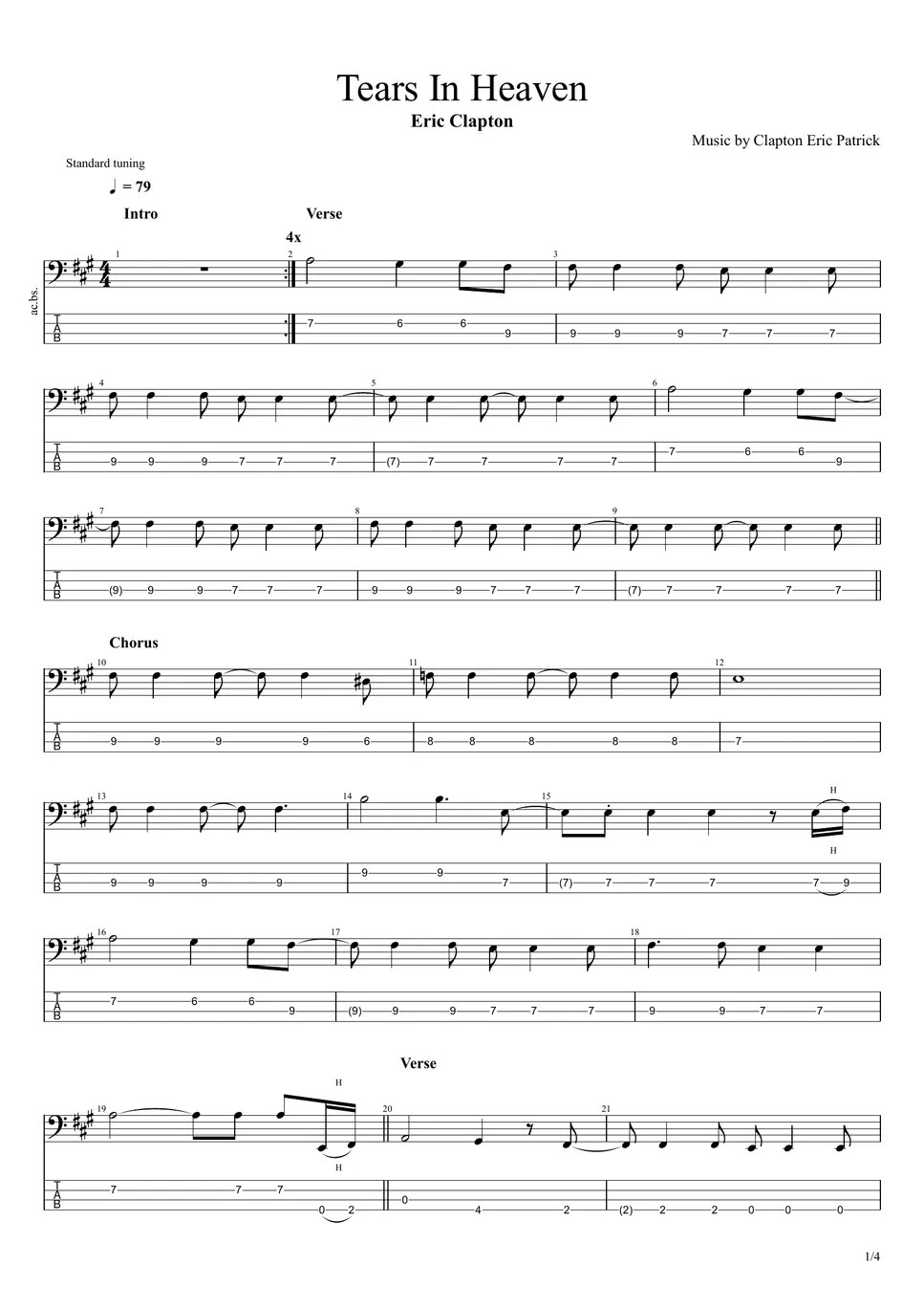 Eric Clapton Tears In Heaven タブ + 五線譜 by まっきん