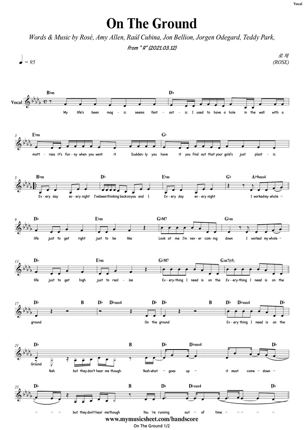 Rose On The Ground Band Score Sheets