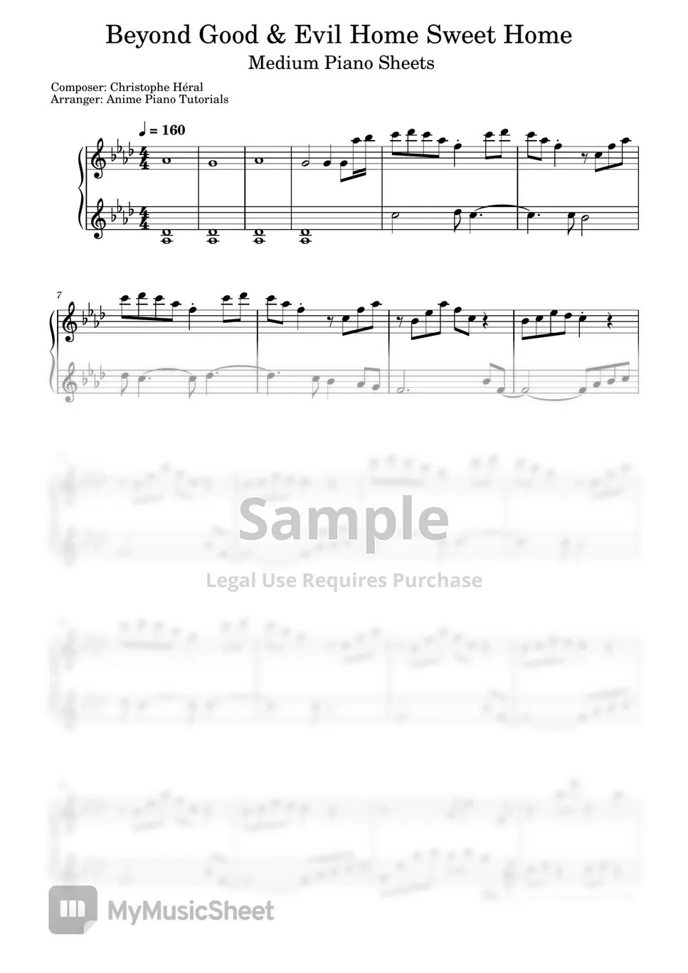 Christophe Héral Home Sweet Home (MEDIUM) Sheets by Anime Piano Tutorials