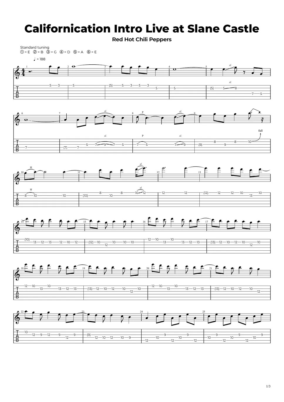 Red Hot Chili Peppers Californication Intro Live at Slane Castle