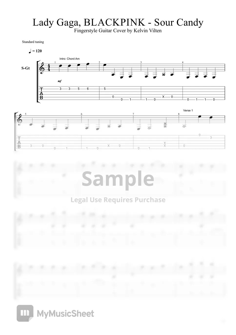 Lady Gaga, BLACKPINK Sour Candy 악보 by Kelvin Vilten