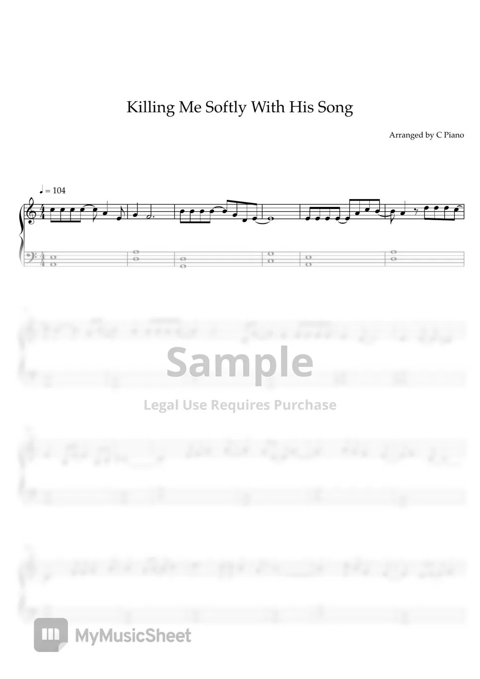 Roberta Flack Killing Me Softly with His Song (Easy Version) Sheets