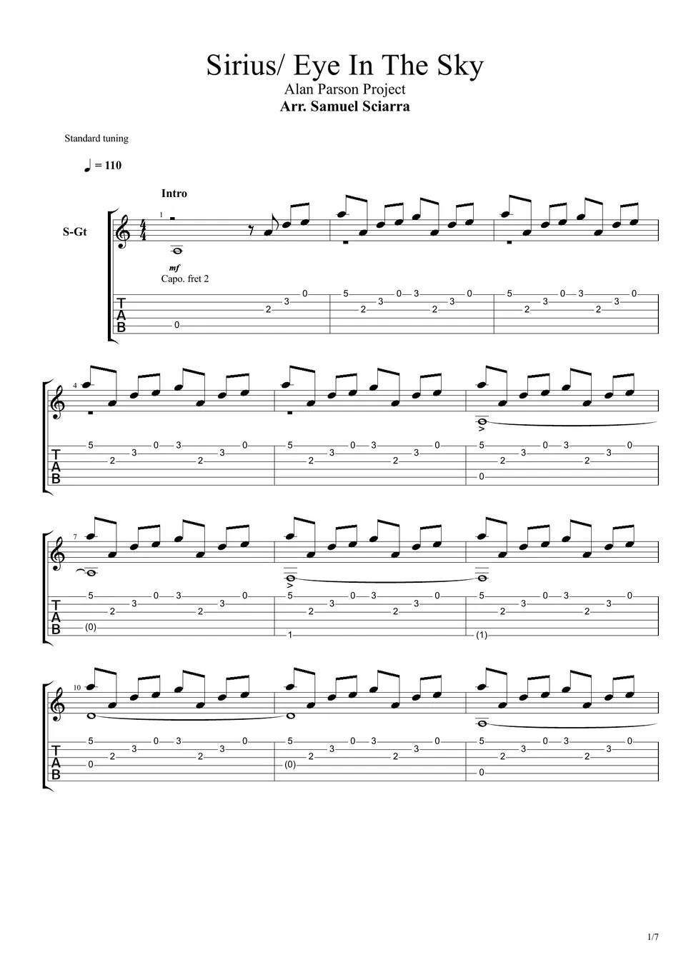 Alan Parson Project Sirius + Eye in the sky (Fingerstyle Version