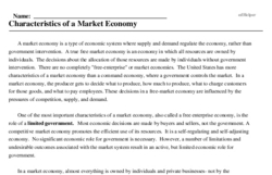 Characteristics of a Market Economy - Reading Comprehension Worksheet