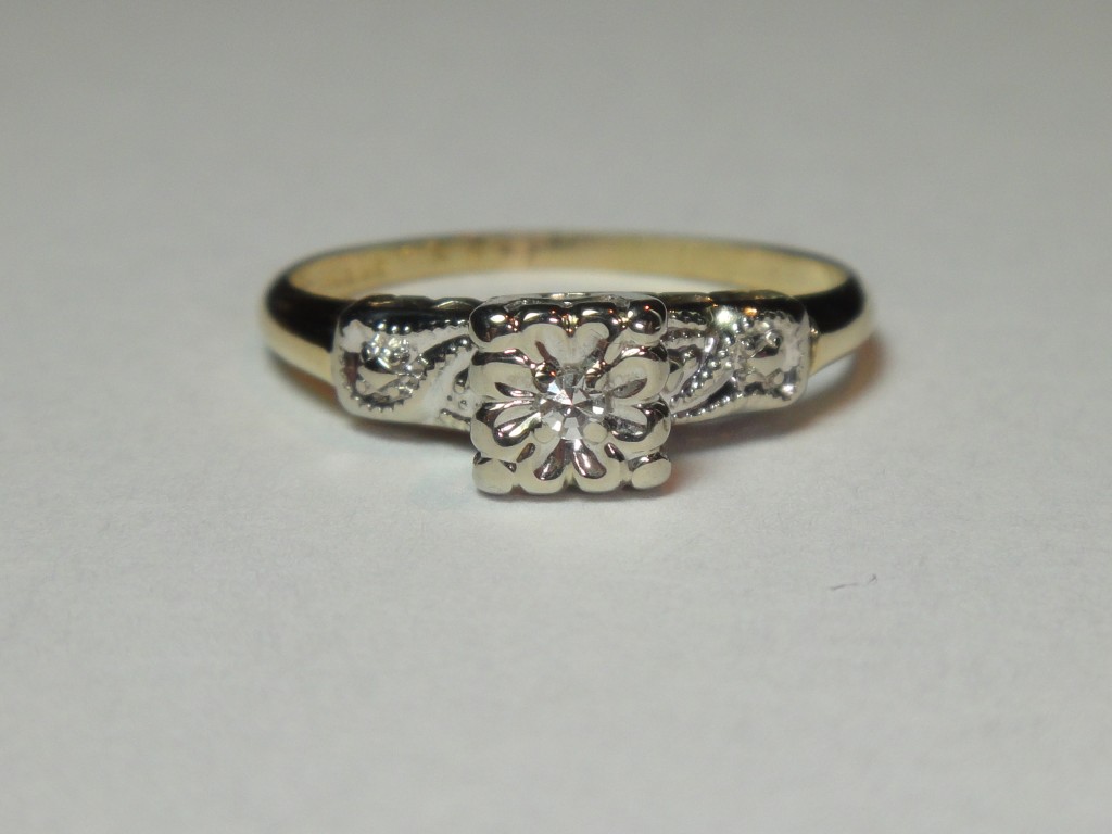ESTATE ANTIQUE WEDDING ENGAGEMENT 1920's DIAMOND RING 14K