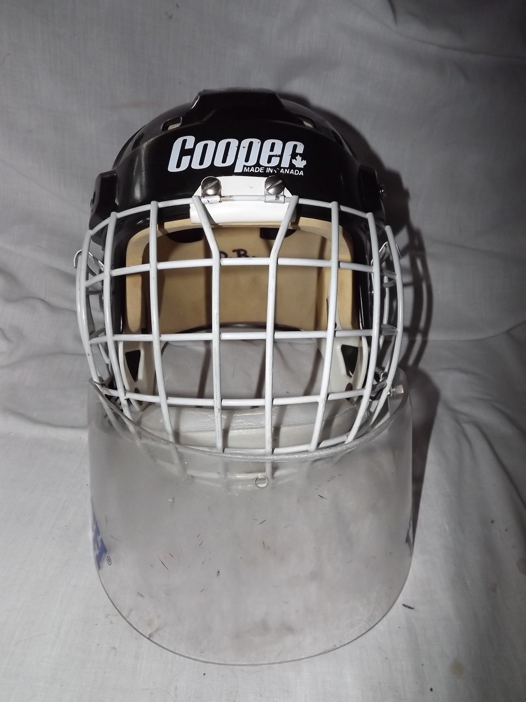 VINTAGE HOCKEY GOALIE HELMET COOPER SK2000 + COOPER GL100 CAGE + ITECH DANGLER